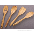 Ensemble d&#39;ustensiles en bois d&#39;olivier 4 cuillères / spatules